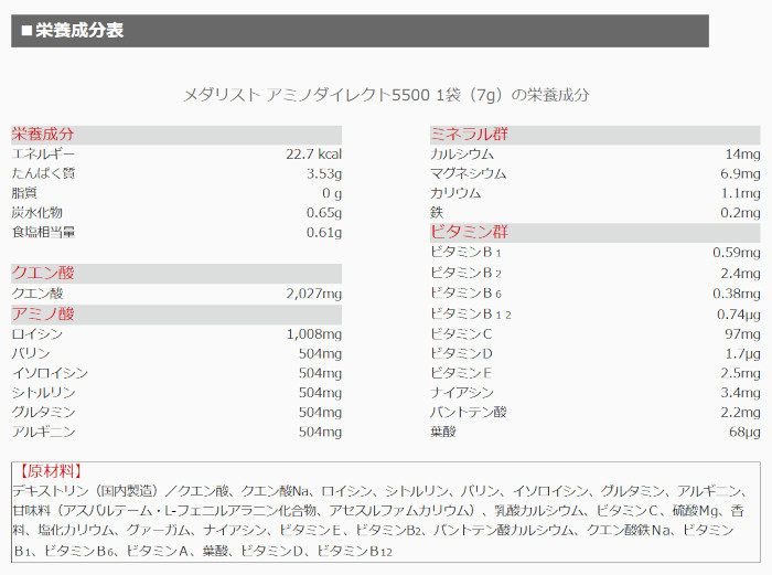 アリスト ARIST メダリスト アミノダイレクト5500 7g×5袋入 88871