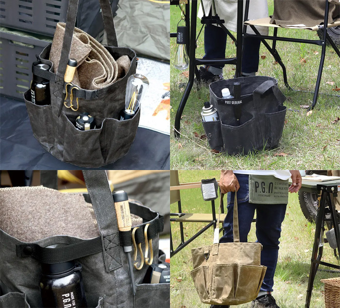 ポストジェネラル POST GENERAL ワックスドキャンバス ツールバッグ ラウンド ブラウン 982140060