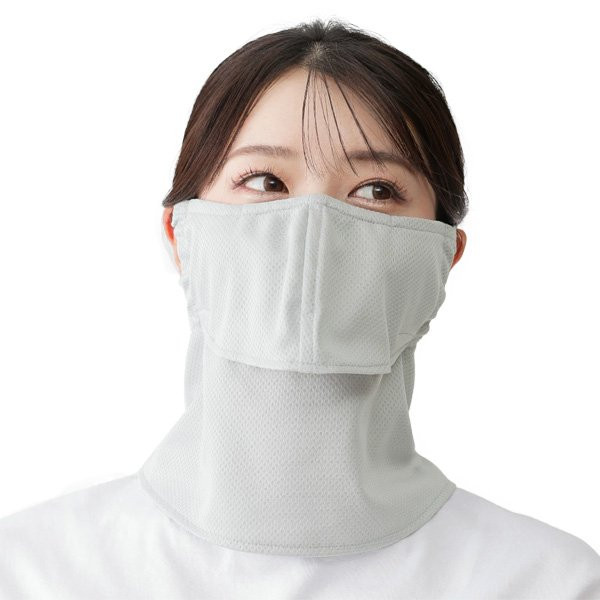 丸福繊維 日焼け防止 UVカットマスク ヤケーヌ 爽クール ライトグレー 528
