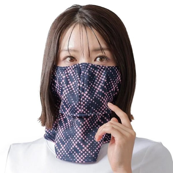 丸福繊維 日焼け防止 UVカットマスク ヤケーヌ 爽クール ネオン ピンク 547